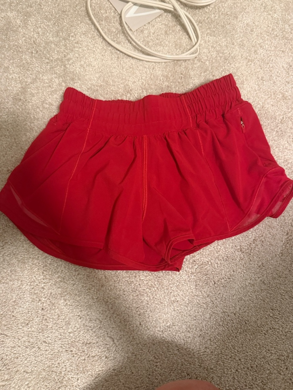 lululemon athletica Red Ruffle Athletic Shorts